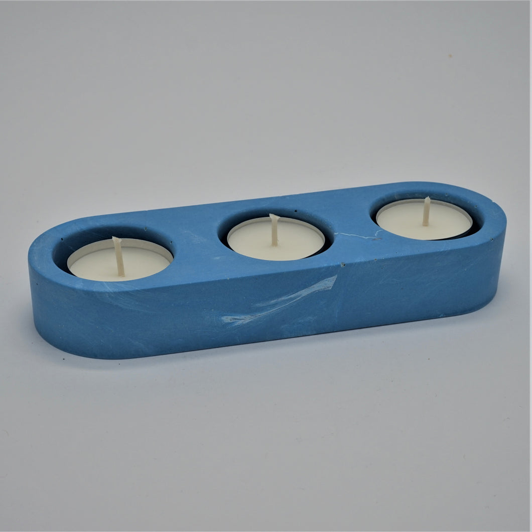 tealight holder blauw gemarmerd